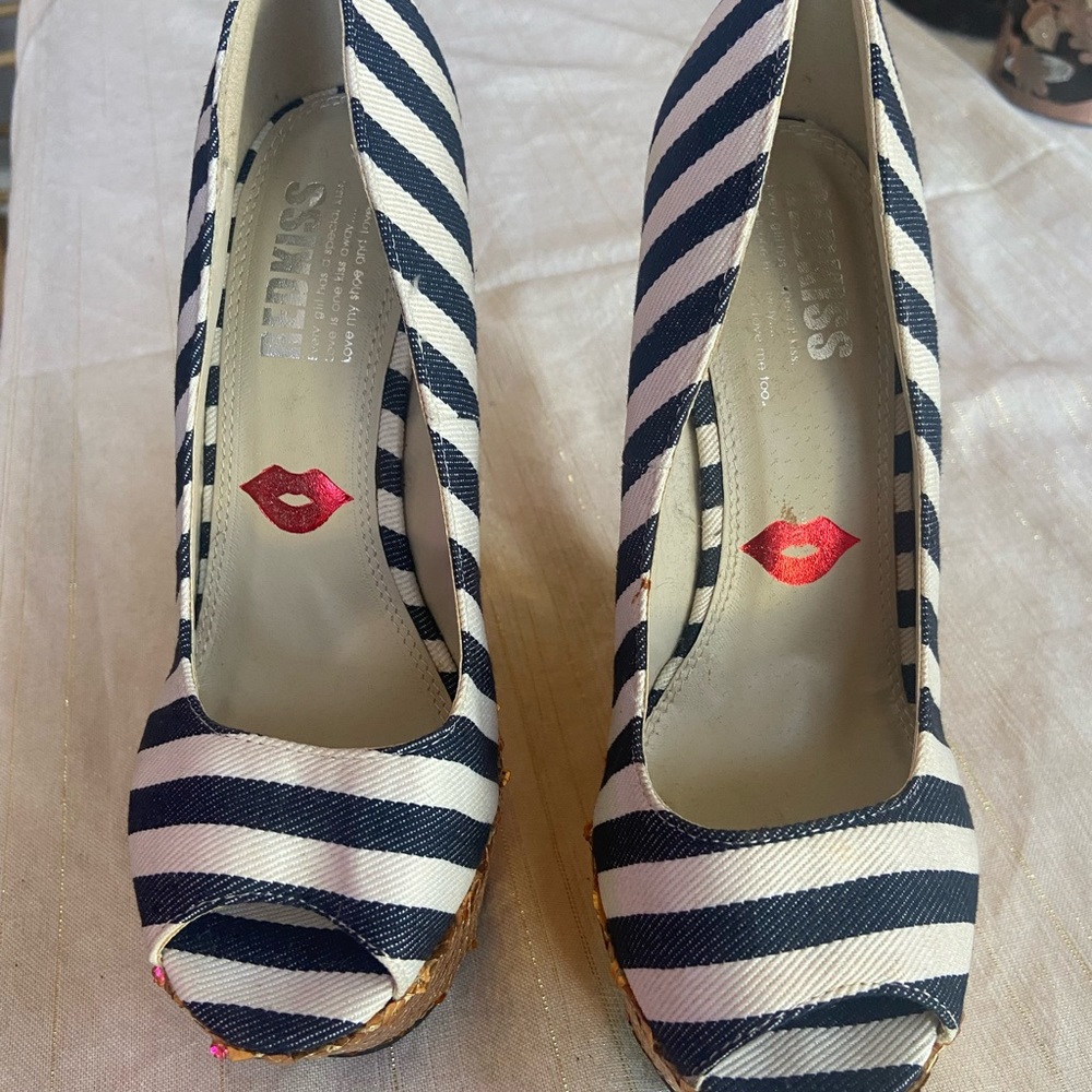 Never Worn! Sequin Platform Wedges - image 3